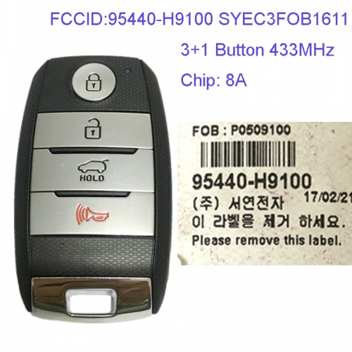 MK130083 3+1 Button 433MHz Smart Key for Kia 95440-H9100 SYEC3FOB1611 8A Chip Car Key Fob Keyless Go