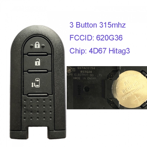MK200002  3 Button 315mhz FSK Smart Key for Daihatsu 620G36 ID67 Chip Car Key Fob Smart Card