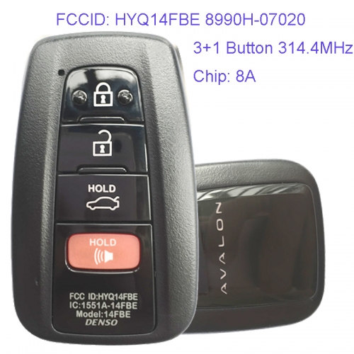 MK190122 3+1 Button 314.4MHz Smart Key for T-oyota Avalon Car Key Fob HYQ14FBE 8990H-07020 231451-0410 Remote Keyless Go Proximity Key