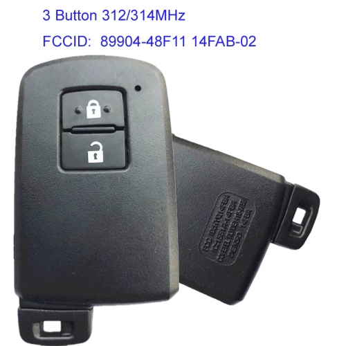MK190160 2 Button 312/314MHz Smart Key Smart Card for T-oyota Land Cruiser 89904-48F11 14FAB-02 Remote Keyless Go Proximity Key