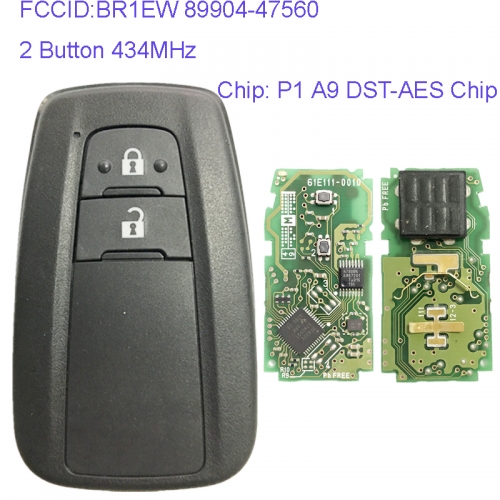 MK190120 2 Button 434MHz Smart Key for T-oyota Prius 2016+ Car Key Fob BR1EW 89904-47560 Remote Keyless Go Proximity Key P1 A9 DST-AES Chip