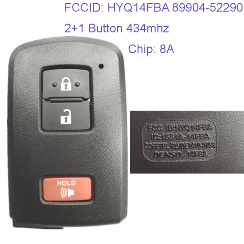 MK190151  2+1 Button 434mhz Smart Key Smart Card for T-oyota HYQ14FBA 89904-52290 AG Board 2110 Remote Keyless Go Proximity Key