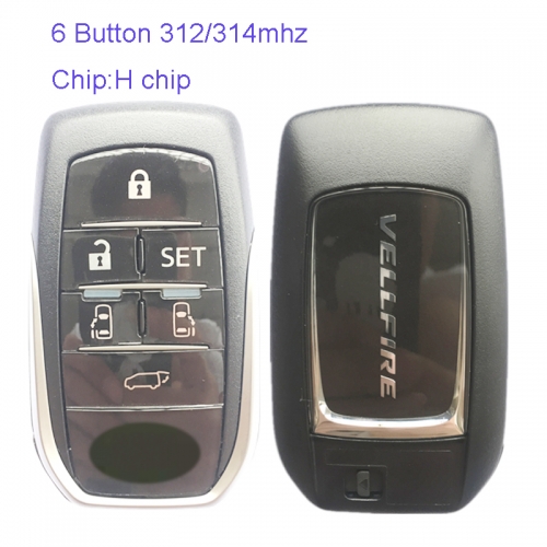 MK190136 6 Button 312/314mhz Smart Key Smart Card for T-oyota vellfire H chip Remote Keyless Go Proximity Key 0120 PCB