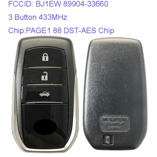 MK190134 3 Button 433MHz Smart Key Smart Card for T-oyota Camry BJ1EW 89904-33660 Remote Keyless Go Proximity Key PAGE1 88 DST-AES Chip