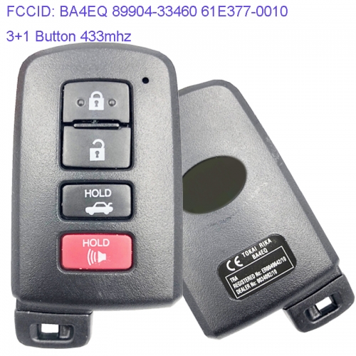 MK190142  3+1 Button 433mhz Smart Key Smart Card for T-oyota Camry Avalon Aurion BA4EQ 89904-33460 61E377-0010 Remote Keyless Go Proximity Key