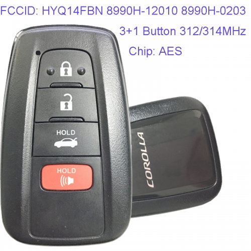 MK190123 3+1 Button 312/314MHz Smart Key for T-oyota Corolla H-ybrid Car Key Fob HYQ14FBN 8990H-12010 8990H-0203 Remote Keyless Go Proximity Key