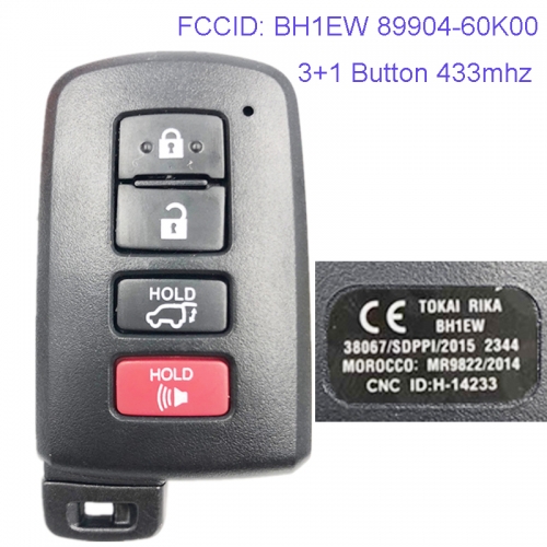 MK190148 3+1 Button 433mhz Smart Key Smart Card for T-oyota Land Cruiser 2016-2017 BH1EW 89904-60K00 Remote Keyless Go Proximity Key