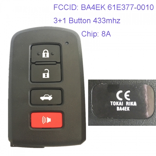 MK190149 3+1 Button 433mhz Smart Key Smart Card for T-oyota BA4EK 61E377-0010 Remote Keyless Go Proximity Key