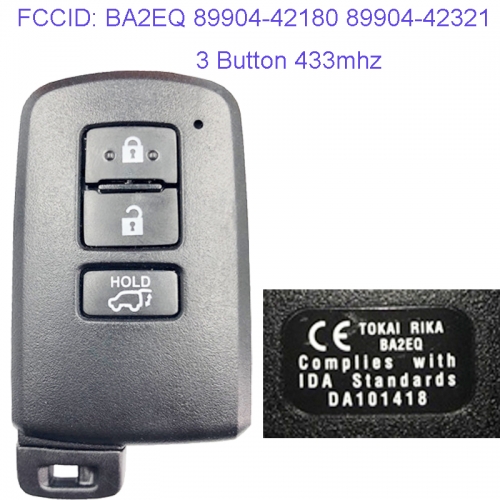 MK190147 3 Button 433mhz Smart Key Smart Card for T-oyota Rav4 BA2EQ 89904-42180 89904-42321 Remote Keyless Go Proximity Key