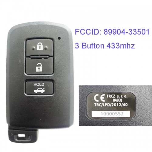 MK190145 3 Button 433mhz Smart Key Smart Card for T-oyota Auris Rav 4 BA9EQ 89904-33501 Remote Keyless Go Proximity Key