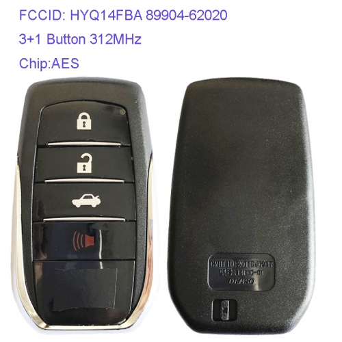 MK190130 3+1 Button 312MHz Smart Key Smart Card for T-oyota 2016+ Mirai HYQ14FBA 89904-62020 Remote Keyless Go Proximity Key