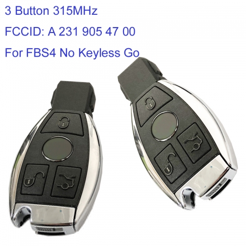 MK100034 3 Button 315MHz Smart Key for Mercedes FBS4 Part No A 231 905 47 00 No Keyless Go Proximity Key with HU64 Blade