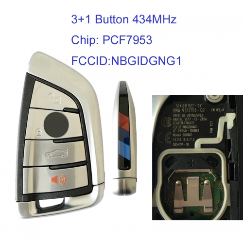 MK110091 3+1 Button 434MHz Remote Control for BMW CAS4 FEM EWS 5 PCF7953 Chip Keyless Go NBGIDGNG1