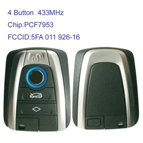 MK110085 4 Button 433MHz  Smart Key for BMW I3 PCF7953 Chip Auto Car Key 5FA 011 926-16 Keyless GO Smart Card