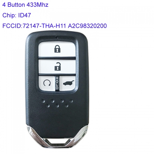 MK180109 4 Button 433mhz Smart Key for H-onda CRV URV 2017 Auto Key Remote with ID47 Chip 72147-THA-H11 A2C98320200
