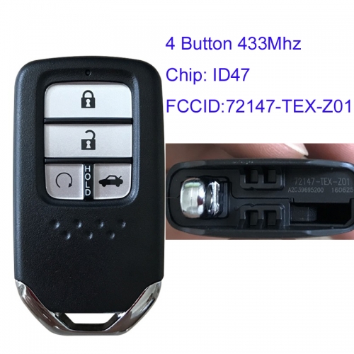 MK180106 4 Button 433mhz Smart Key for H-onda New Civic 2017 Auto Key Remote with ID47 Chip 72147-TEX-Z01 KR5V2X