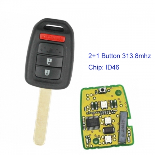 MK180128 2+1 Button 313.8mhz Head Key for H-onda 2013-2015 Accord Crosstour with ID46 Chip Remote Key Fob