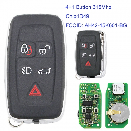 MK260020 4+1 Button 315Mhz Smart Key for L-and rover Range Rover AH42-15K601-BG Car Key Fob with ID49 Chip KOBJTF10A