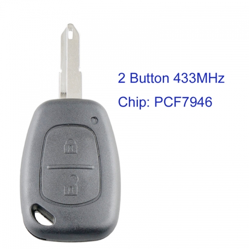 MK230009 2 Button 433MHz Head Key for R-enault Vivaro Car Key Fob With PCF7946 Chip NE72 Blade
