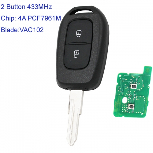 MK230018 2 Button 433MHz Head Key for R-enault Sandero Dacia Car Key Fob With 4A PCF7961M Chip