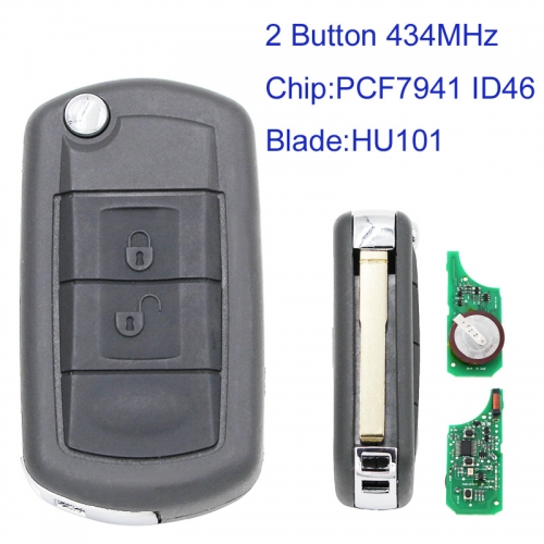 MK260013 2 Button 434MHz Flip Key Remote Key for L-and rover SPORT 2005-2009 Discovery 3 Car Key Fob with PCF7941 Chip and HU101 Blade