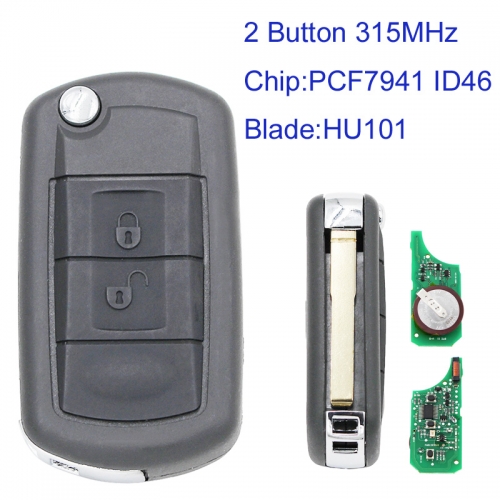 MK260012 2 Button 315MHz Flip Key Remote Key for L-and rover SPORT 2005-2009 Discovery 3 Car Key Fob with PCF7941 Chip and HU101 Blade