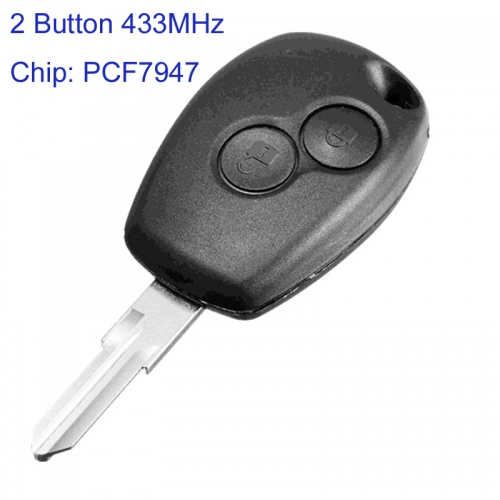 MK230013 2 Button 433MHz Head Key for R-enault Megane Modus Clio Car Key Fob With PCF7947 Chip