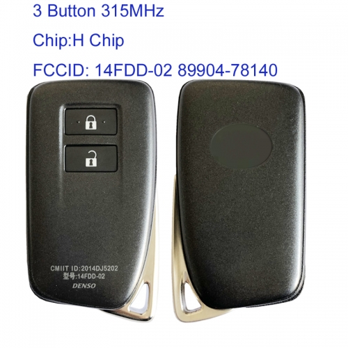 MK490009 2 Button 315MHz Smart Key Smart Card for Lexus NX Series 14FDD-02 89904-78140 H Chip Auto Car Key Fob