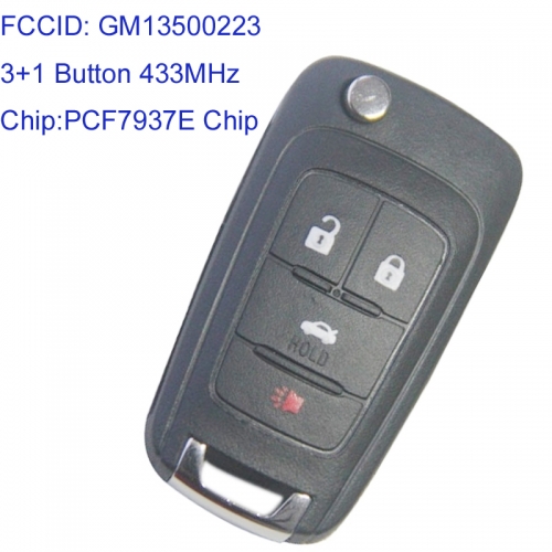 MK460005 3+1 Button 433MHz Flip Key Remote Control for Opel GM13500223 Auto Car Key Fob with PCF7937E Chip
