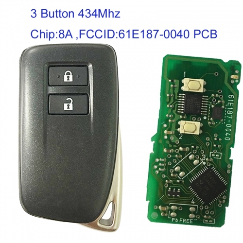 MK490008 2 Button 434Mhz Smart Key Smart Card for Lexus With 8A Chip Auto Car Key Fob 61E187-0040 PCB