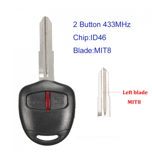 MK350015 2 Button 433MHz Head Key Remote for M-itsubishi L200 Shogun Lancer OUTLANDER Auto Car Key Fob with ID46 Chip MIT8 Blade