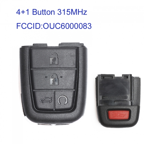 MK280046 4+1 Button 315MHz Remote Key for Chevrolet P-ontiac G8 2008-2009 OUC6000083 Car Key Fob Remote