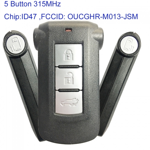 MK350021 5 Button 315MHz Smart Key Remote for M-itsubishi ECLIPSE CROSS 2018 OUCGHR-M013-JSM Auto Car Key Fob with ID47 Chip
