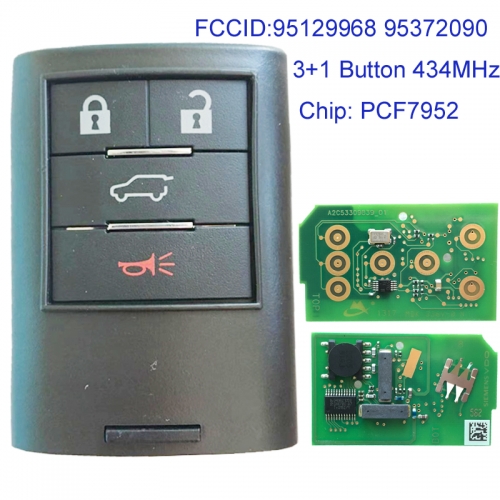 MK280055 3+1 Button 434MHz Keyless Smart Key for Chevrolet captiva 2014 2015 2016 Car Key Fob Remote 95129968 95372090 with PCF7952 Chip