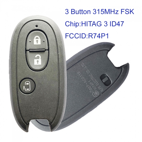 MK350018 3 Button 315MHz FSK Smart Key Remote for M-itsubishi R74P1 Auto Car Key Fob with HITAG 3 ID47 CHIP Chip