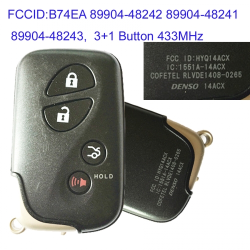 MK490034 3+1 Button 433MHz Smart Key for Lexus LX570 B74EA 89904-48242 89904-48241 89904-48243 Keyless Go Entry Key