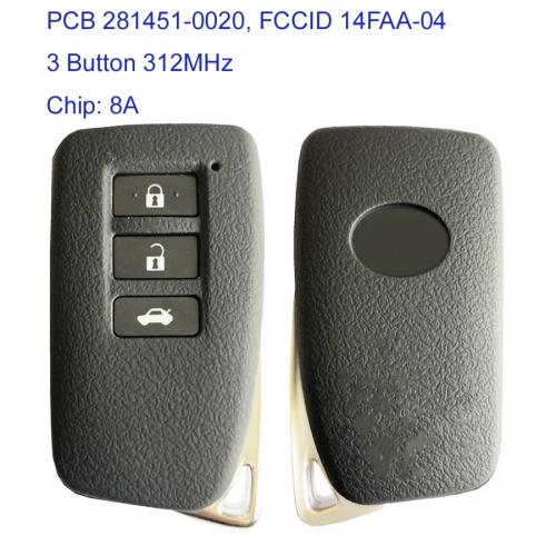 MK490015 3 Button 312MHz Smart Key for Lexus GS300H keyless Car Key Fob Remote Control with 8A Chip PCB 281451-0020 FCCID 14FAA-04