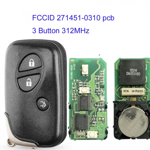 MK490033 3 Button 312MHz Smart Key for Lexus LS GS IS PCB 271451-0310 Keyless Go Entry Key LS450 LS460 LS600 IS300 ES
