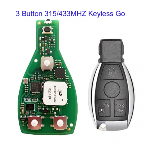 MK100036 3 Button 315/433MHZ Xhorse VVDI MB FBS3 BGA Keyless Go Key for Mercedes Benz W204 W207 W212 W164 W166 W22 Auto Car Key