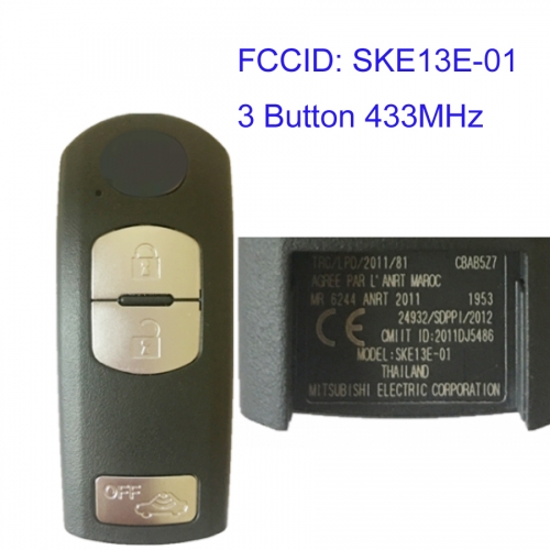 MK540035 3 Button 433MHz Smart Key Control for Mazda 6 CX-3 CX-5 CX-7 M-itsubishi system Remote Auto Car Key Fob SKE13E-01