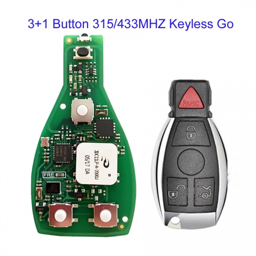 MK100037 3+1 Button 315/433MHZ Xhorse VVDI MB FBS3 BGA Keyless Go Key for Mercedes Benz W204 W207 W212 W164 W166 W22 Auto Car Key