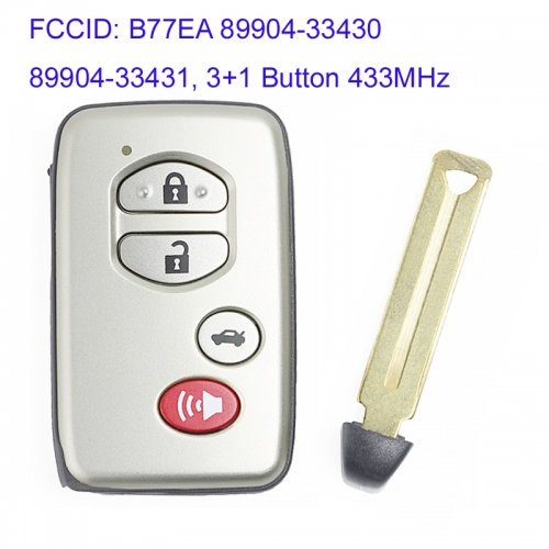 MK190210 3+1 Button 433MHz Smart Key for T-oyota Aurion 2010+ Auto Car Key Fob B77EA 89904-33430 89904-33431 Keyless Go