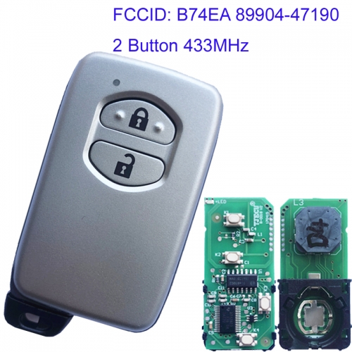 MK190207 2 Button 433MHz Smart Key for T-oyota Prius 2009+ Auto Car Key Fob B74EA 89904-47190 Keyless Go