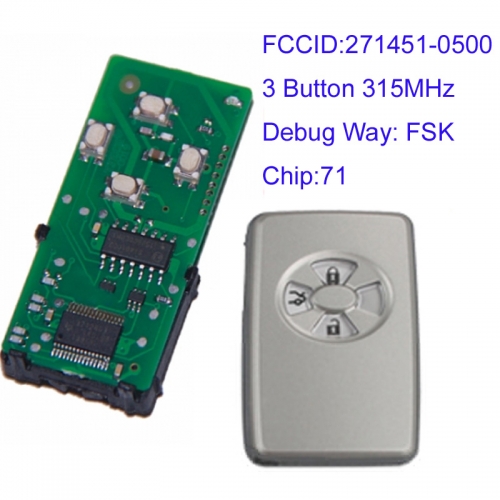 MK190203 3 Button 315MHz Smart Key for T-oyota Auto Car Key Fob 271451-0500 with id71 Chip