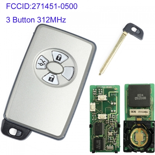 MK190205  3 Button 312MHz Smart Key for T-oyota Auto Car Key Fob 271451-0500 with id71 Chip