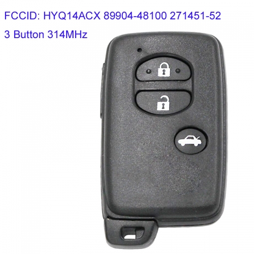 MK190182 3 Button 314MHz Smart Key for T-oyota Rav4 Highlander Land Cruiser 2007+ Auto Car Key Fob HYQ14ACX 89904-48100  271451-5290 Keyless Go