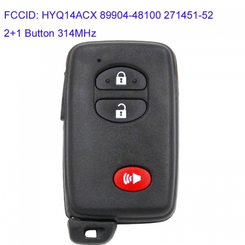 MK190181 2+1 Button 314MHz Smart Key for T-oyota Rav4 Highlander Land Cruiser 2007+ Auto Car Key Fob HYQ14ACX 89904-48100  271451-5290 Keyless Go