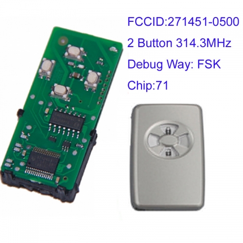MK190201 2 Button 314.3MHz Smart Key for T-oyota Auto Car Key Fob 271451-0500 with id71 Chip