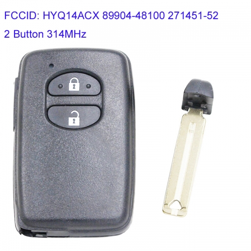 MK190180 2 Button 314MHz Smart Key for T-oyota Rav4 Highlander Land Cruiser 2007+ Auto Car Key Fob HYQ14ACX 89904-48100 271451-5290 Keyless Go