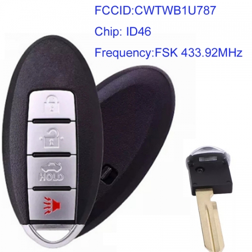 MK210080 Smart Remote Key FSK 433.92MHz for N-issan Sunny Sentra 2015-2017 CWTWB1U787 Auto Car Key With ID46 Chip